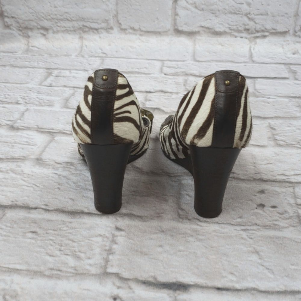 J. Crew Women's Leather Cow Hide Wedge Peeptoe size 6 - Picture 6 of 7